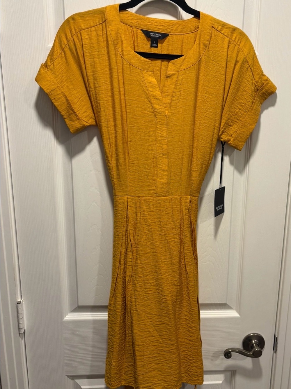 Simply Vera Vera Wang Yellow Textured Midi Dress